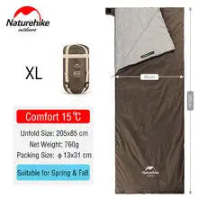 Naturehike Sleeping Bag LW180 Ultralight 3 Season Camping Hiking Sleeping Bags Outdoor Portable Waterproof Cotton Sleeping Bag