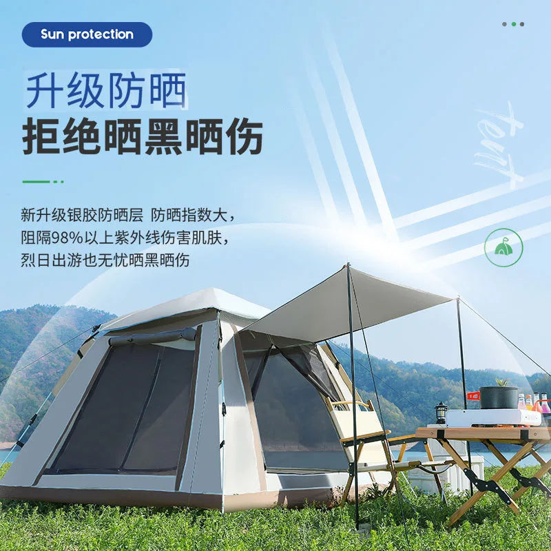 Tent canopy camping 3-4 people folding portable fully automatic quick opening shading rainproof park camping outdoor tent