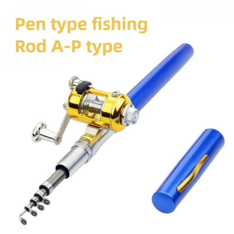 Fishing Rod Reel Combo Set Mini Telescopic Pocket Pen Fishing Rod Pole + Reel