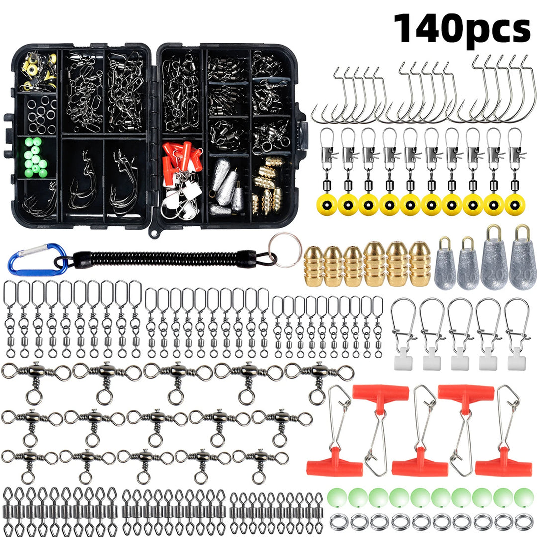Fishing Tools Set Fishing Swivels Crank Hooks Sea Beans Drop Sinkers  Pin Fishing Tools Set Fishing Accessories Kit