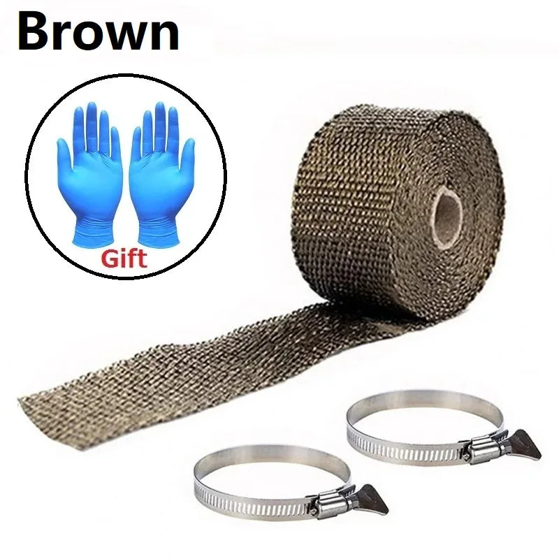 DIY Tent Stove Fireproof Ribbon With Adjustable 2 Clamps Exhaust Insulation Wrapping Gear Stove Tube Fireproof Pipe Wrap 5m*5cm