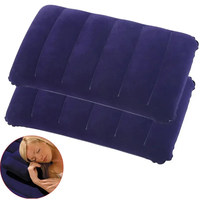 2Pcs Inflatable Air Pillow Bed Sleeping Camping Pillow Cushion Portable Ultralight Travel Beach Plane Head Rest Support Pillows