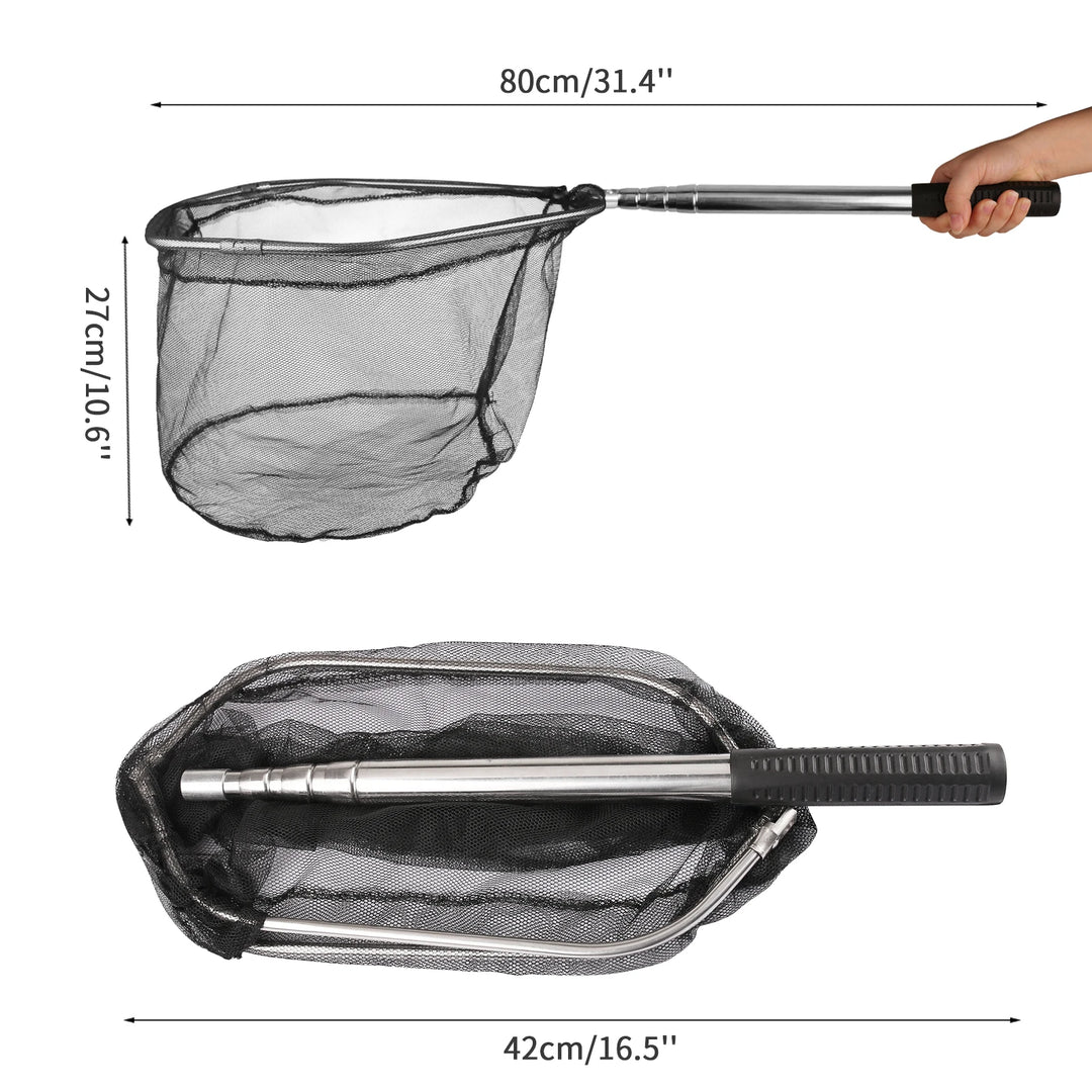 Fishing Landing Net with Telescoping Pole Handle Foldable Trout Catfish Fishing Net Extend to 155cm Freshwater Catch & Release