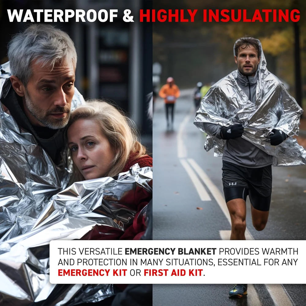 Emergency Blanket Outdoor Survive First Aid Military Outdoor Survive Rescue Kit Windproof Foil Thermal Blanket for Camping  Hiki