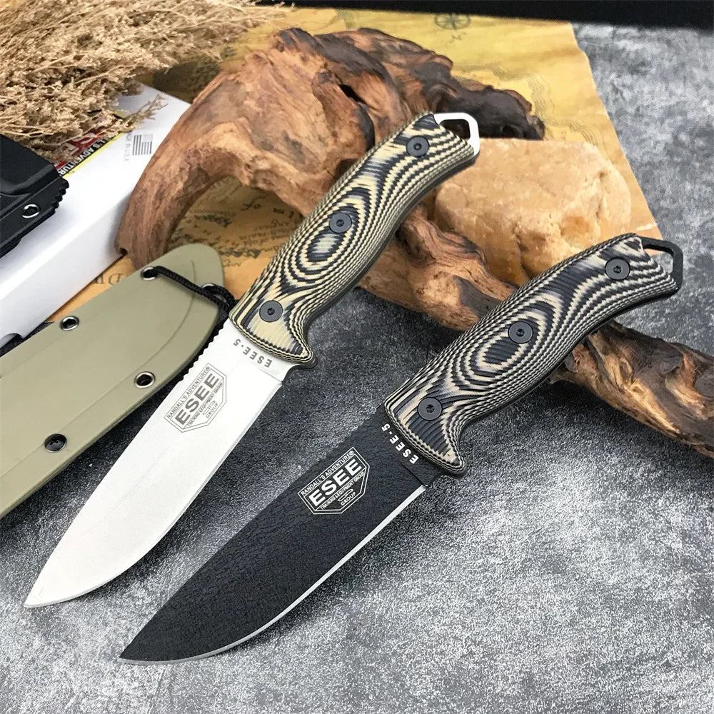 ESEE-5 Multitools Hunting Fixed Blade Knife  D2 Steel G10 Handle Outdoor Camping Cutting Tools EDC Tactical Survival Knives
