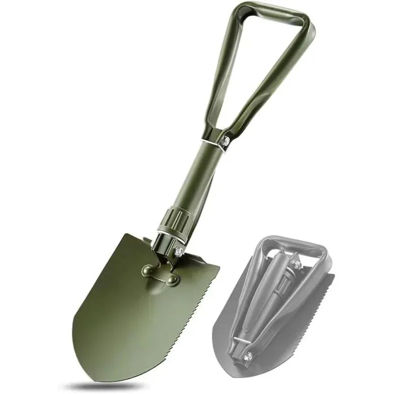 Multifunctional Folding Camping Shovel with Storage Bag Carbon Steel Military Style Entrenching Tool for Camping Gardening