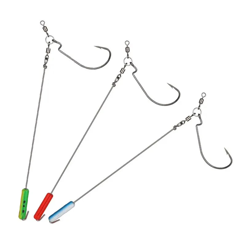 Fishing Hooks 5Pcs Punch Shot Rig Kit Metal Jig Crank Hook Attached Roller Swivels Sinker Bass Accessories Sea Goods for Fishing