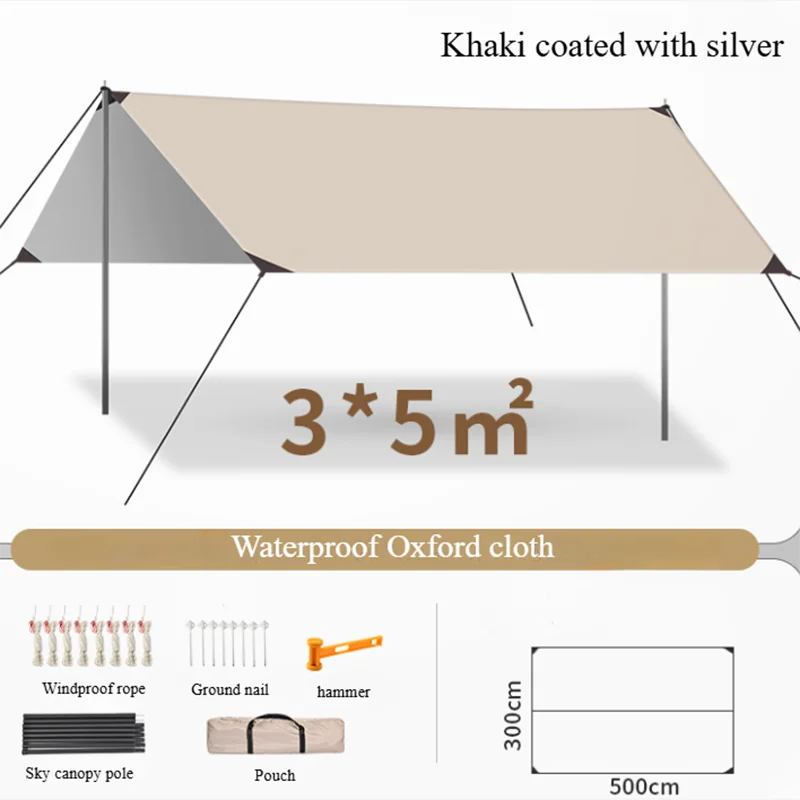 Outdoor camping canopy with high-quality appearance, fresh and high-density waterproof Oxford cloth, thick support rod, stable w