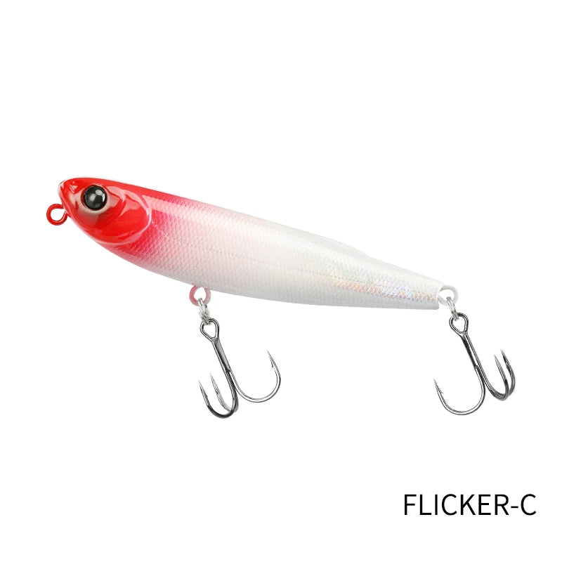 TSURINOYA FLICKER 70F Surface Fishing Lure Z Dog Floating Pencil 70mm 8.4g Chatter Artificial Hard Baits Trout Bass Pike Plug