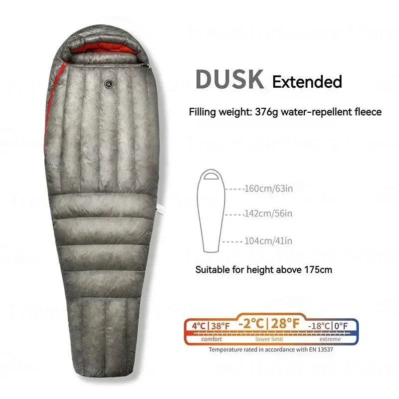AEGISMAX DUSK Series Sleeping Bag Upgrade 7D Nylon 800FP Ultra Dry Down Pro Ultralight Sleeping Bag Camping Hiking for Men & Wom