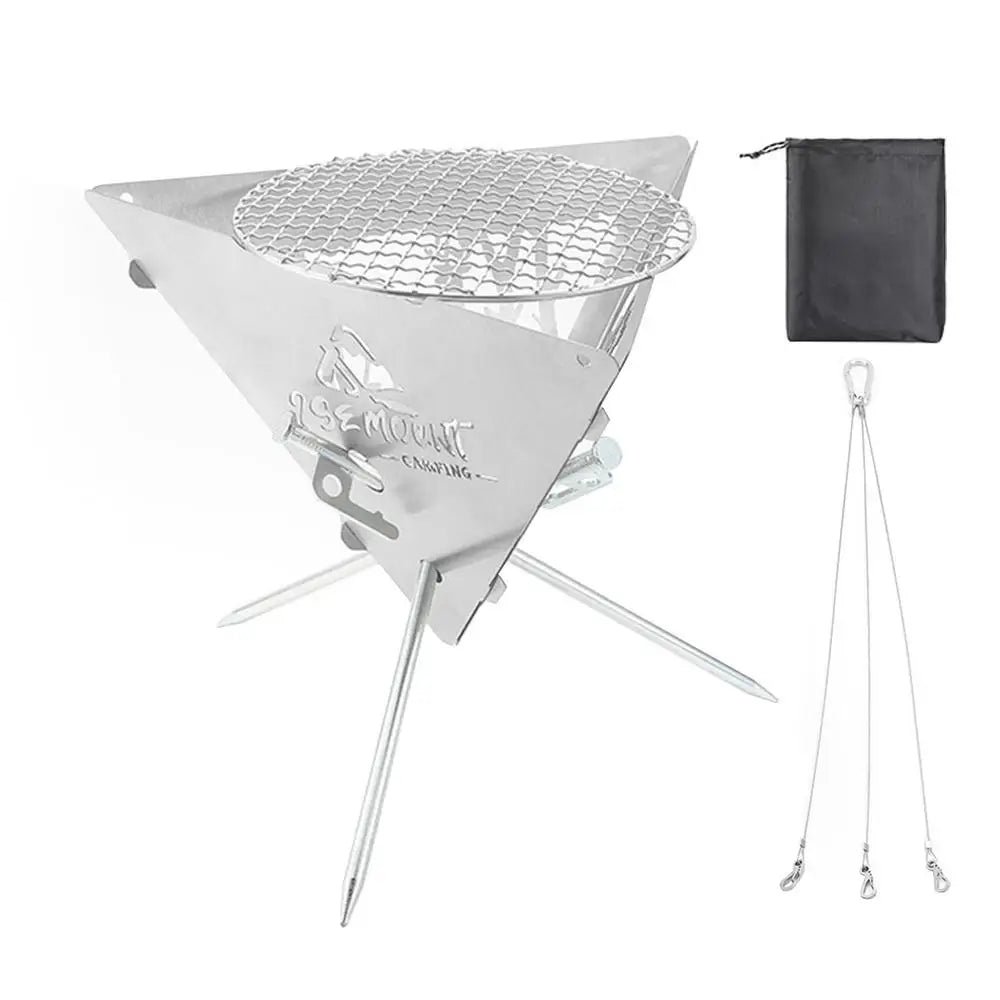 Camping Hanging  Triangular Burning Platform Outdoor Triangular Brazier Tripod BBQ Grill Folding Firewood Burner Bonfire Stove