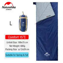 Naturehike Sleeping Bag LW180 Ultralight 3 Season Camping Hiking Sleeping Bags Outdoor Portable Waterproof Cotton Sleeping Bag
