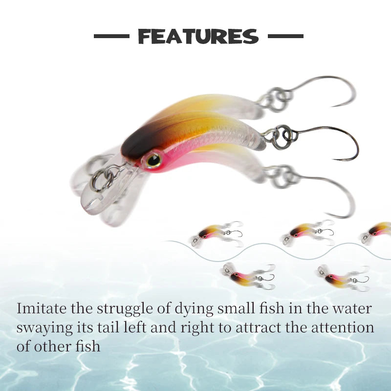 LETOYO Floating Injured Fishing Lure 40mm 1.2g Micro Lures Artificial Minnow Bait Wobblers For Trout Bass Perch