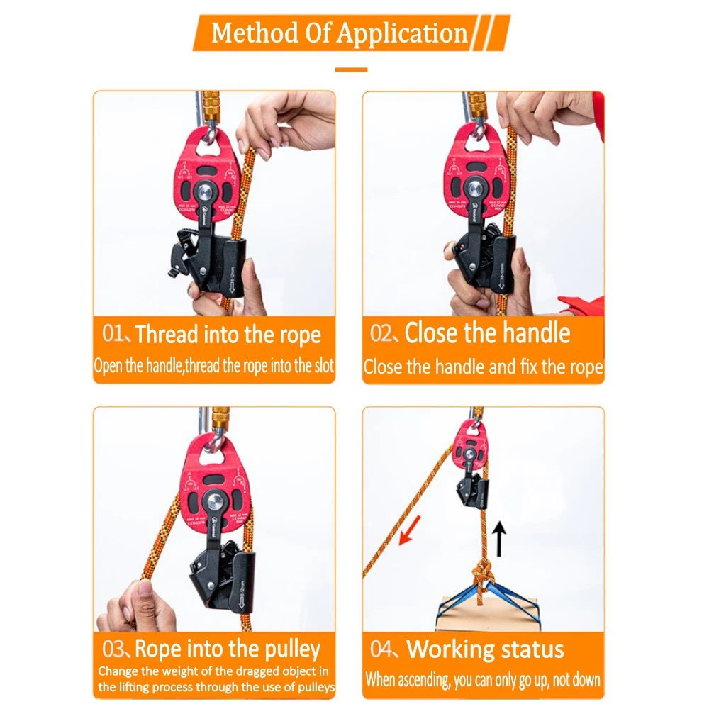 climbing lifting pulley Lift Weight Pulley Device Rescue Survive Gear Rock Climb High Altitude Heavy Transport Effortless
