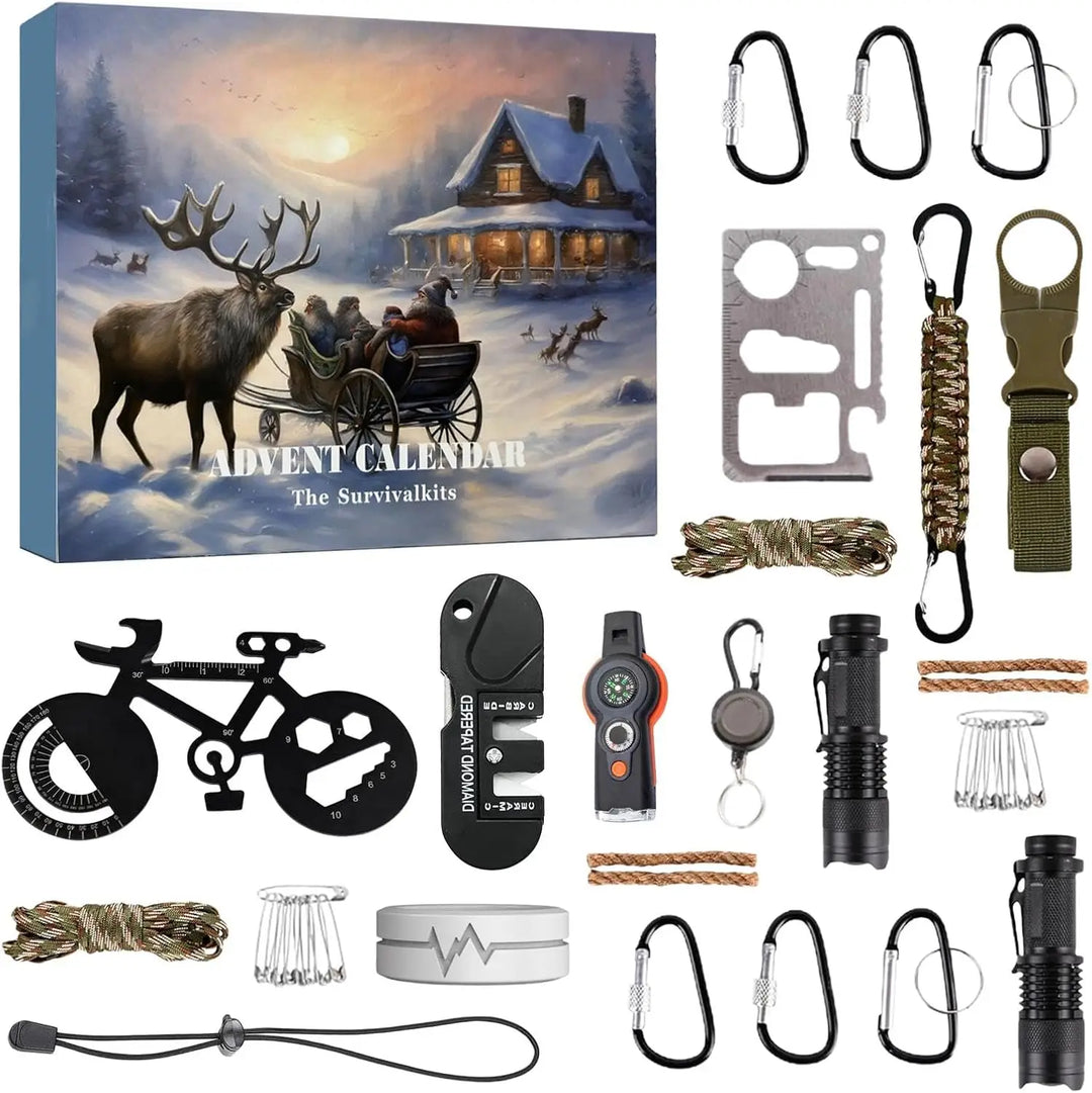Survival Kit Advent Calendar 2024,Survival Tool Mens Advent Calendar,Survival Kit Christmas Advent Calendar for Climbers Anglers