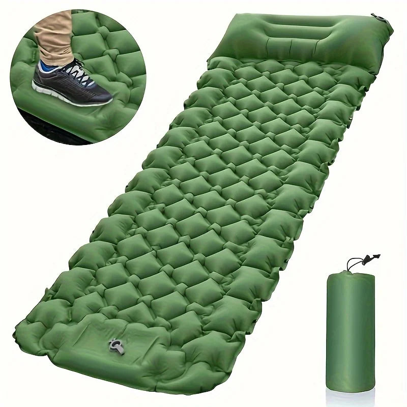 Outdoor Sleeping Pad Camping Inflatable Mattress Built-in Pump Ultralight Air Cushion Travel Mat With Headrest For Travel Hiking