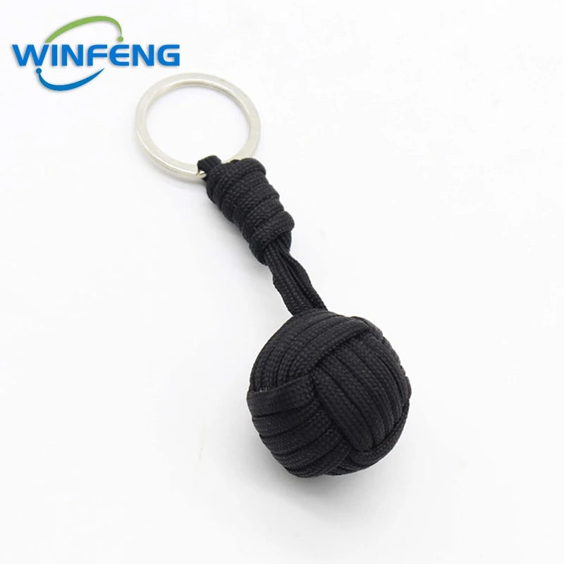 Survival Lanyard Monkey Fist Keychain Self Defense Weapon Keyring Outdoor Security Protection Steel Ball Lifesaving Kit