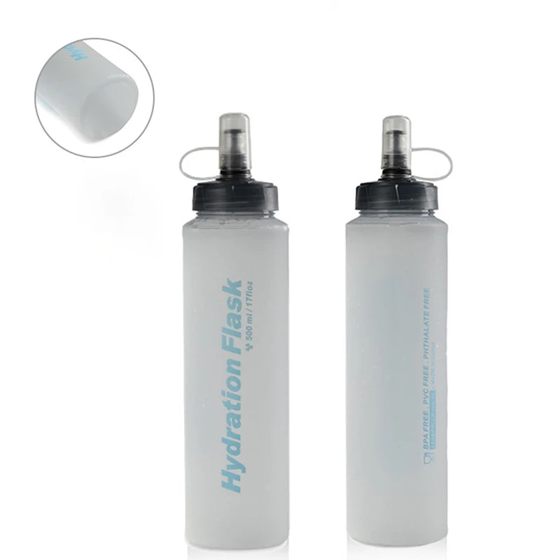 500ml TPU Water Bag Ultralight Outdoor Sport Folding Soft Flask Drink Water Bottle For Running Camping Hiking Bicycle Fitness