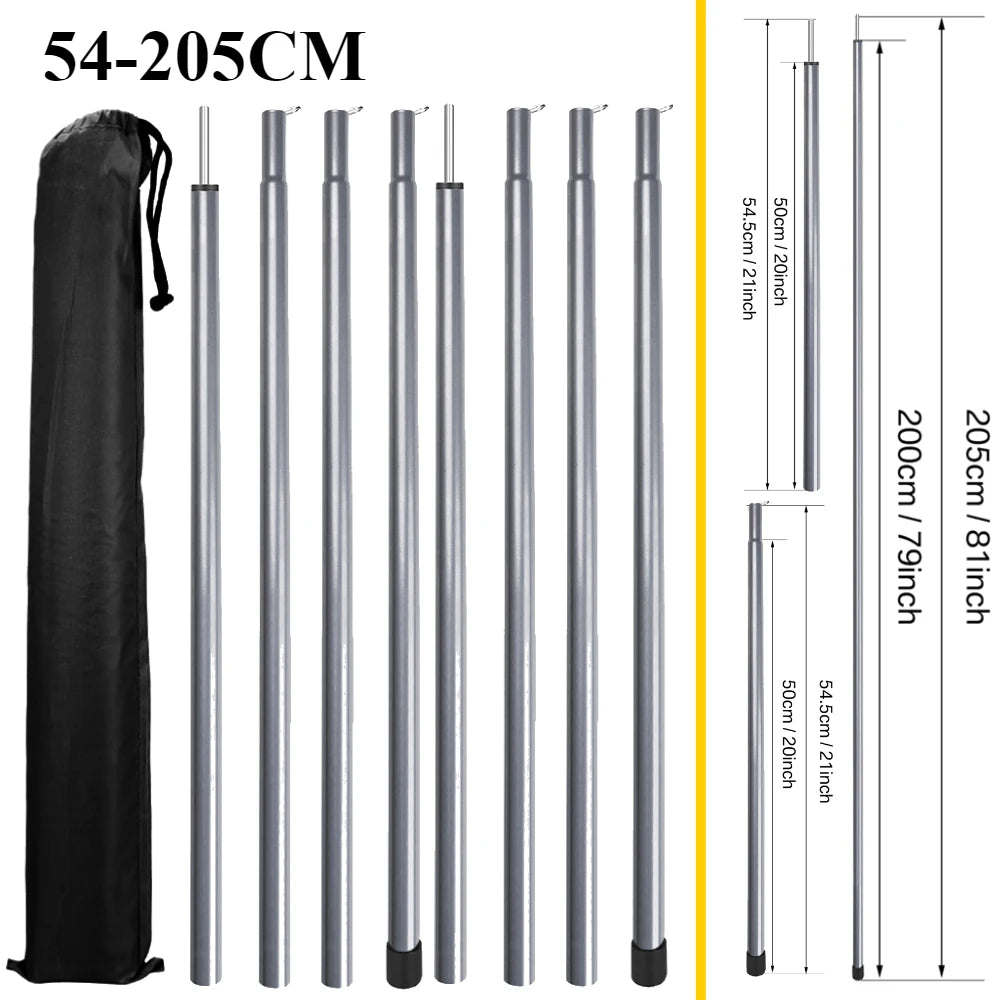 Tent Poles Camping Poles for Tarp Awning Canopy Shelter Sun Sail Tarpaulin Headroom Galvanized Steel Adjustable Telescoping Rods