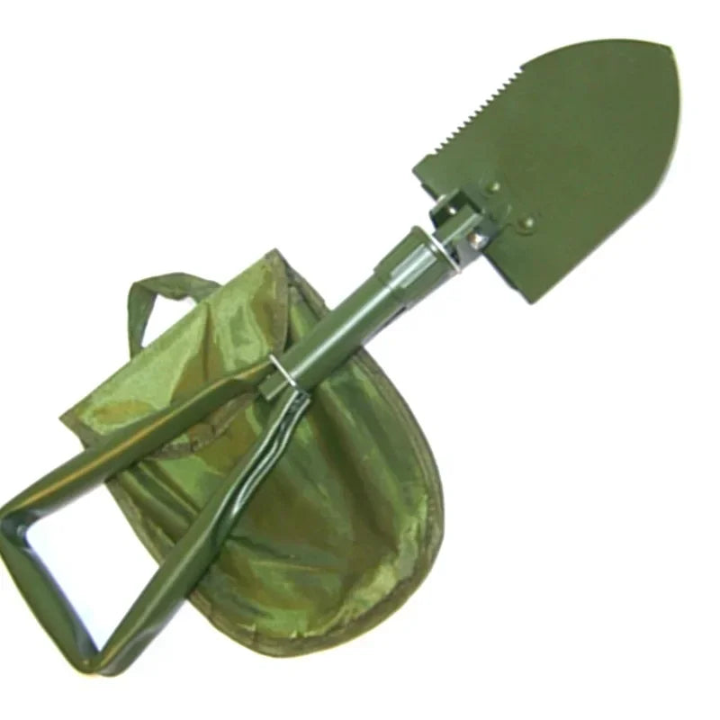 Multifunctional Folding Camping Shovel with Storage Bag Carbon Steel Military Style Entrenching Tool for Camping Gardening