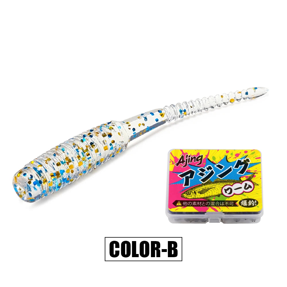 Spinpoler 20pcs/box Ajing Soft Fishing Lure 3.5cm Rockfish TPR Swimbaits Nightlight Worm Ice Jig Artificial Baits Bass Tackle