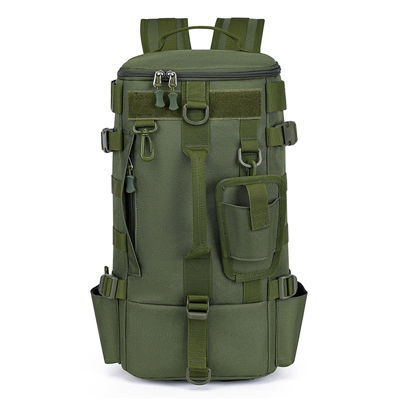 Waterproof Multi-Pocket Fishing Backpack w/ Tackle Storage, Mountable Slings, Large Unisex Duffel for Hiking, Camping, Mountaine