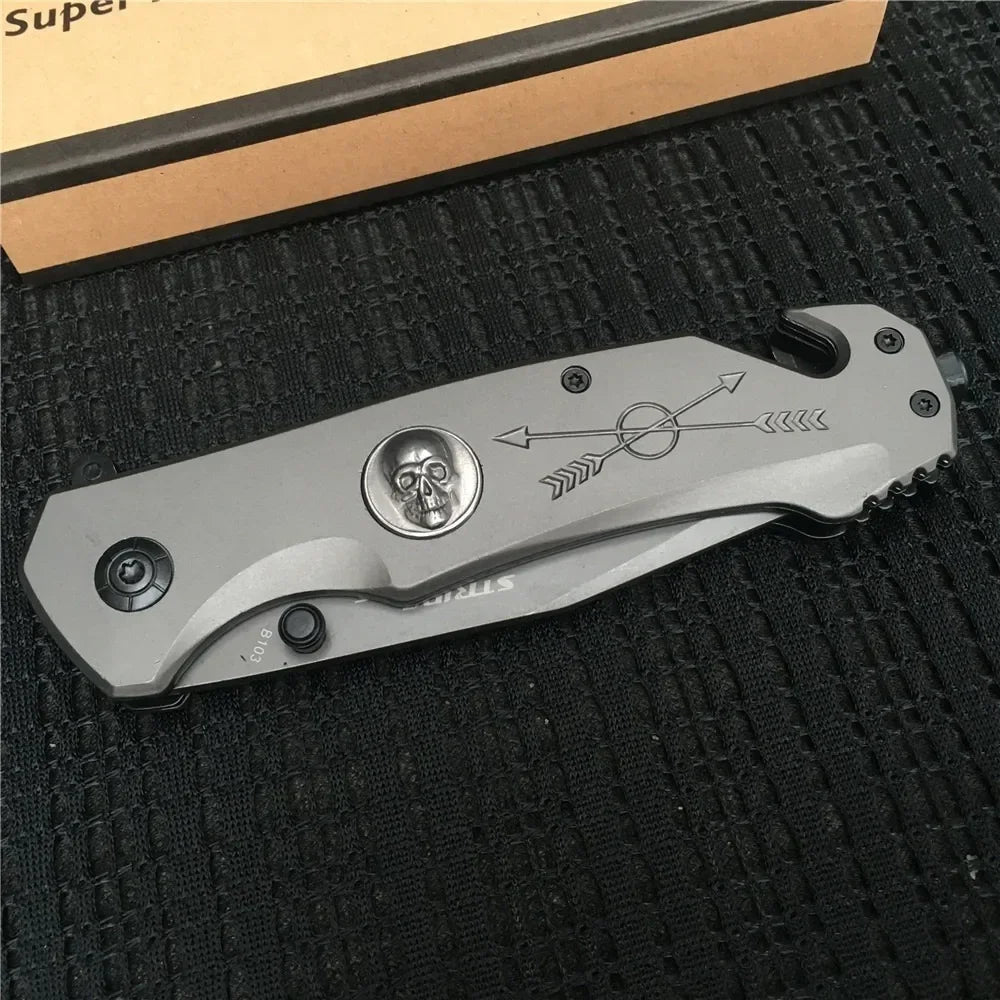 Skeleton POLICE Assisted Opening Flipper Folding Knives Tactical Camping Survival Combat Pocket Knives EDC Hunting Tool