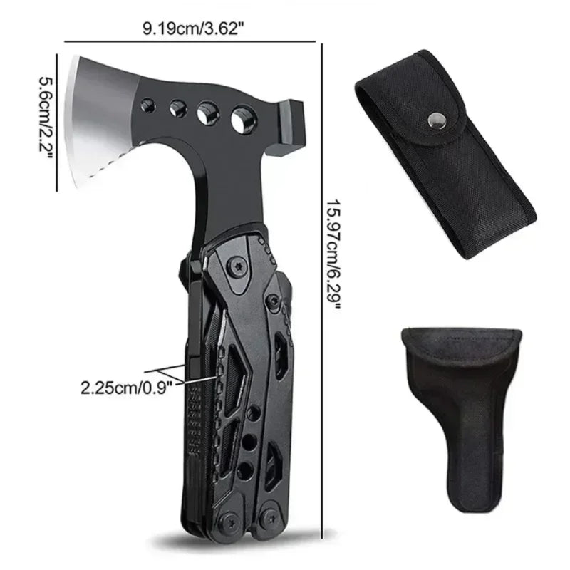 Multifunctional Axe Survival Axe Portable Fold Pliers Pocket Knife Pliers MultiTool Camping Ax Hammer Outdoor Escape Tool