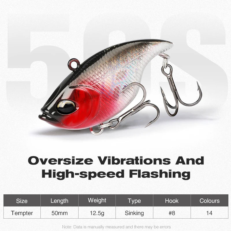 TSURINOYA 50mm 12.5g Vibration Noise Fishing Lure TEMPTER 50S Sinking Winter Fishing Lure Pike Bass Saltwater Hard Bait Wobbler