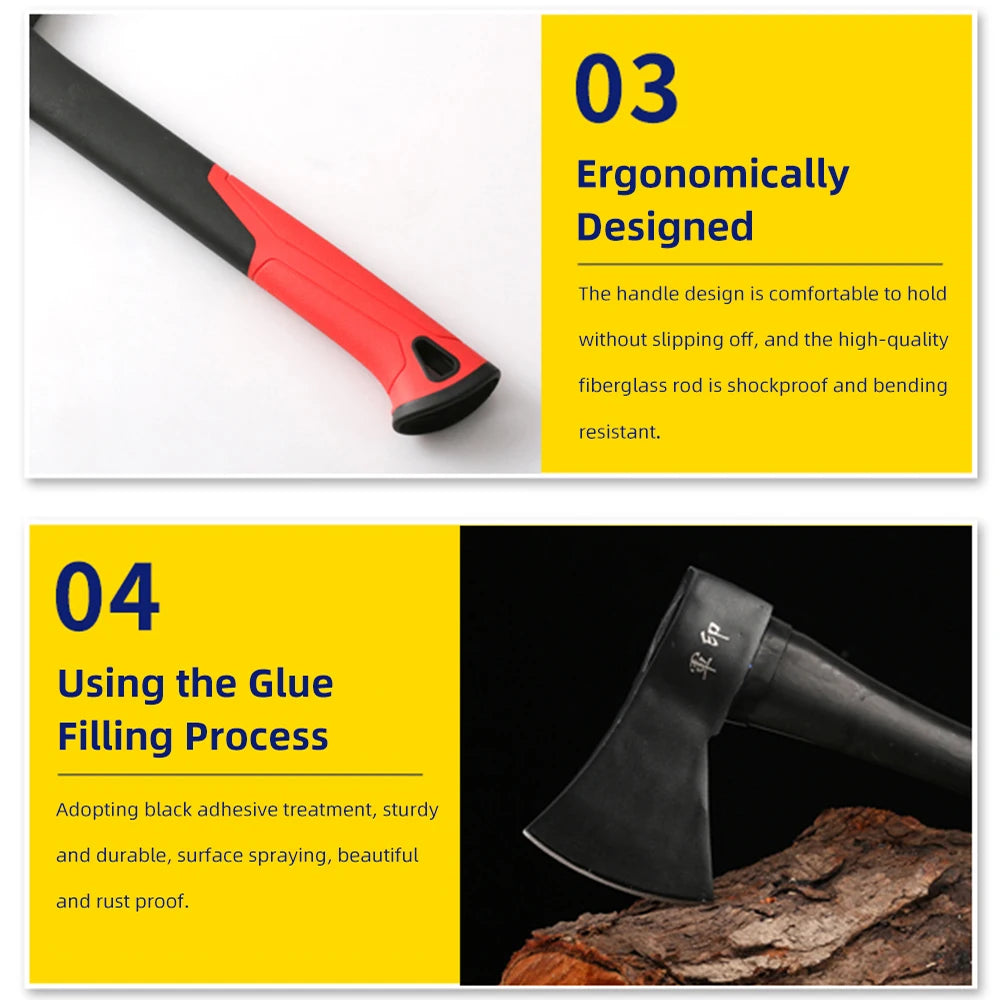Mountain Axe Steel Axe Woodworking Axe Wood Splitter Outdoor Camping Tree Chopping Logging Axe Household Stake Splitting Tool