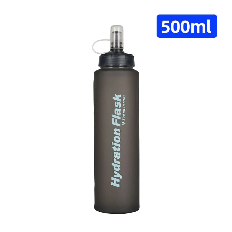 500ML Outdoor Soft Bottle BPA Folding Free Hydration Water Bottle Portable Sports Water Bag for Running Hiking Cycling Climbing
