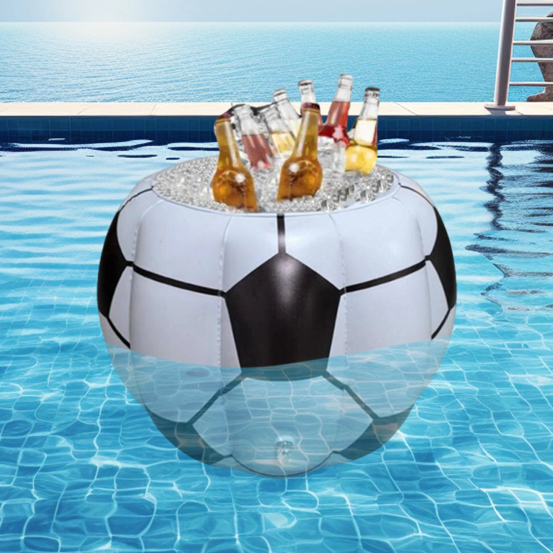 Inflatable Soccer Cooler Ice Bucket Reusable Gift Portable Beverage Serving Container, Beverage Cooler for Party Summer Pool