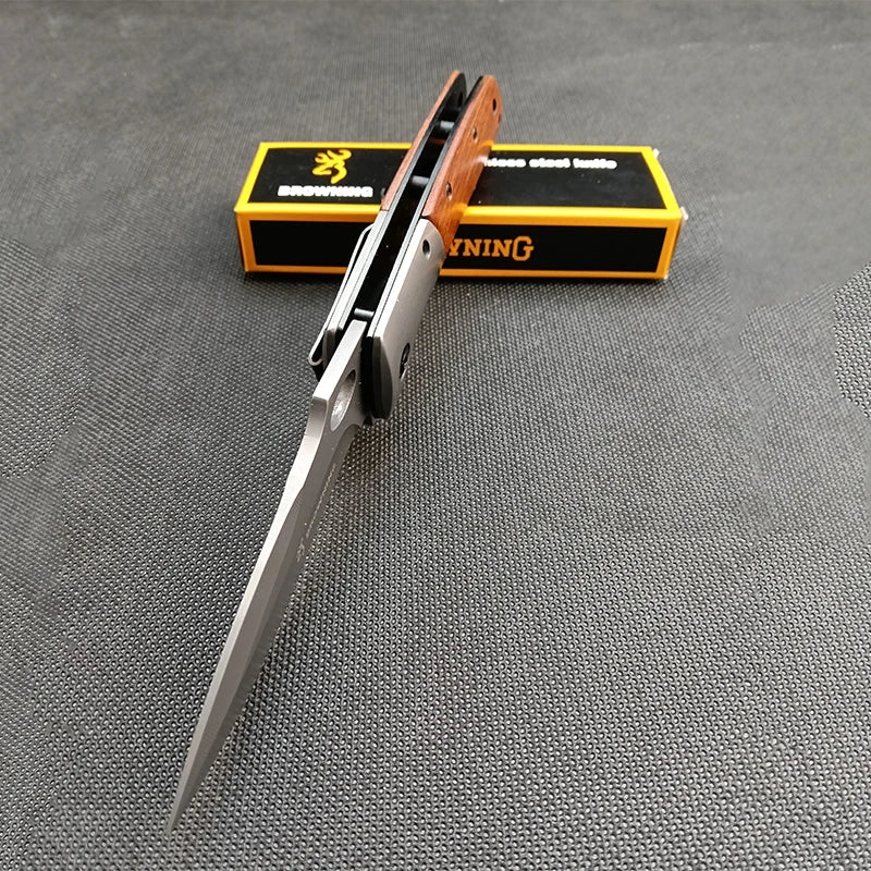 Stainless Steel Camping Folding Knife Multi Tool Survival Military Tactical Knife Hunting Fishing Wooden Handle