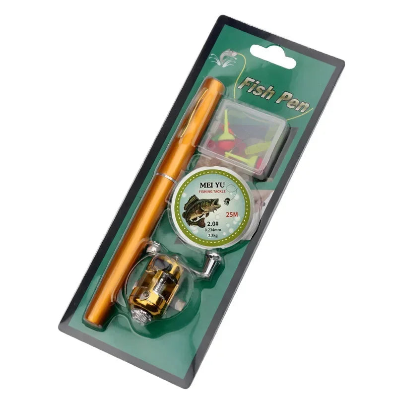 [Fish Rod+Reel+Line+Accessories] Pocket Fishing Rod Reel Full Kit Telescopic Mini Fishing Pole Pen Shape Folded Fishing Rod Kit