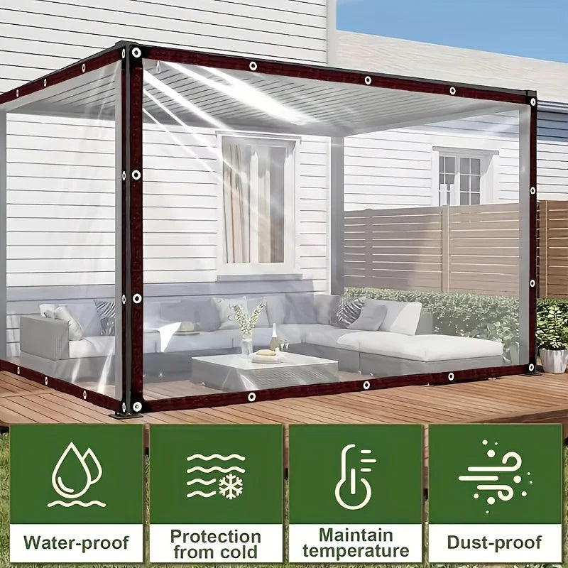 Heavy-Duty Clear Waterproof Canopy Tarp with Grommets  for Garden, Patio, Plant Greenhouse, Camping, Chicken Coop
