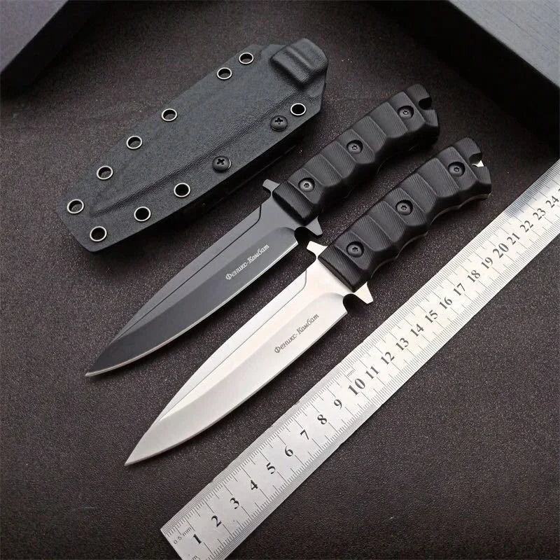 Russia Straight Knife Nylon Glass Fibre Handle DC53 Blade with Scabbard Wilderness Survival Battle Defense Sharp Utility Knives