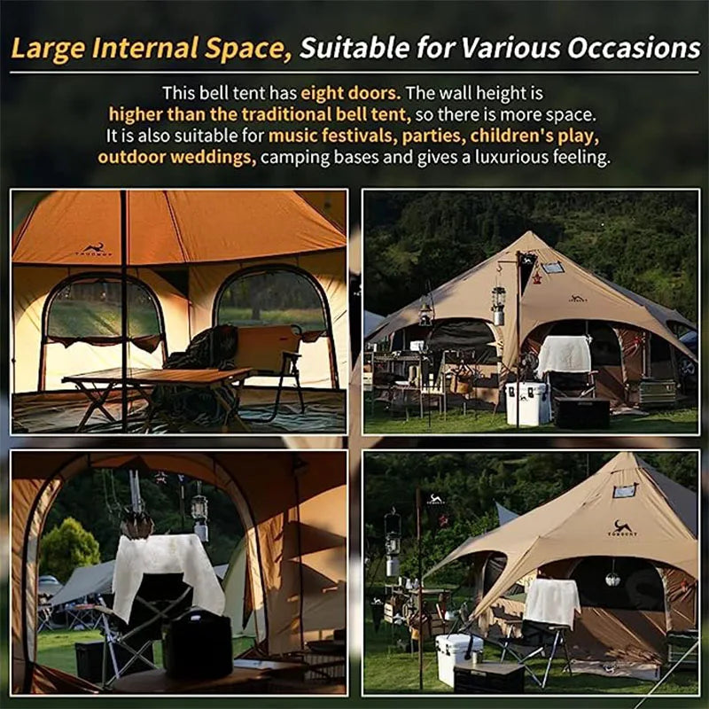 Outdoor Circus Tent Camping Cotton Canvas Rainproof Large Yurt Tent Camping Park Tent 4 Season Outdoor Camping Tent Family Tent