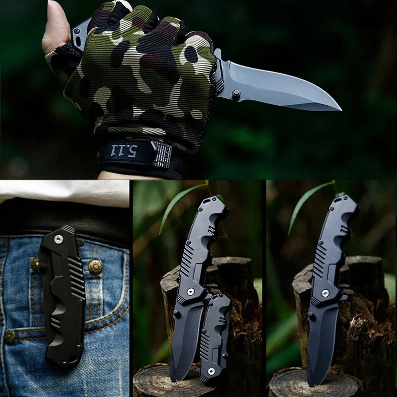Folding knife, portable fruit knife, portable camping outdoor survival knife, sharp high hardness knife, self-defense EDC tool