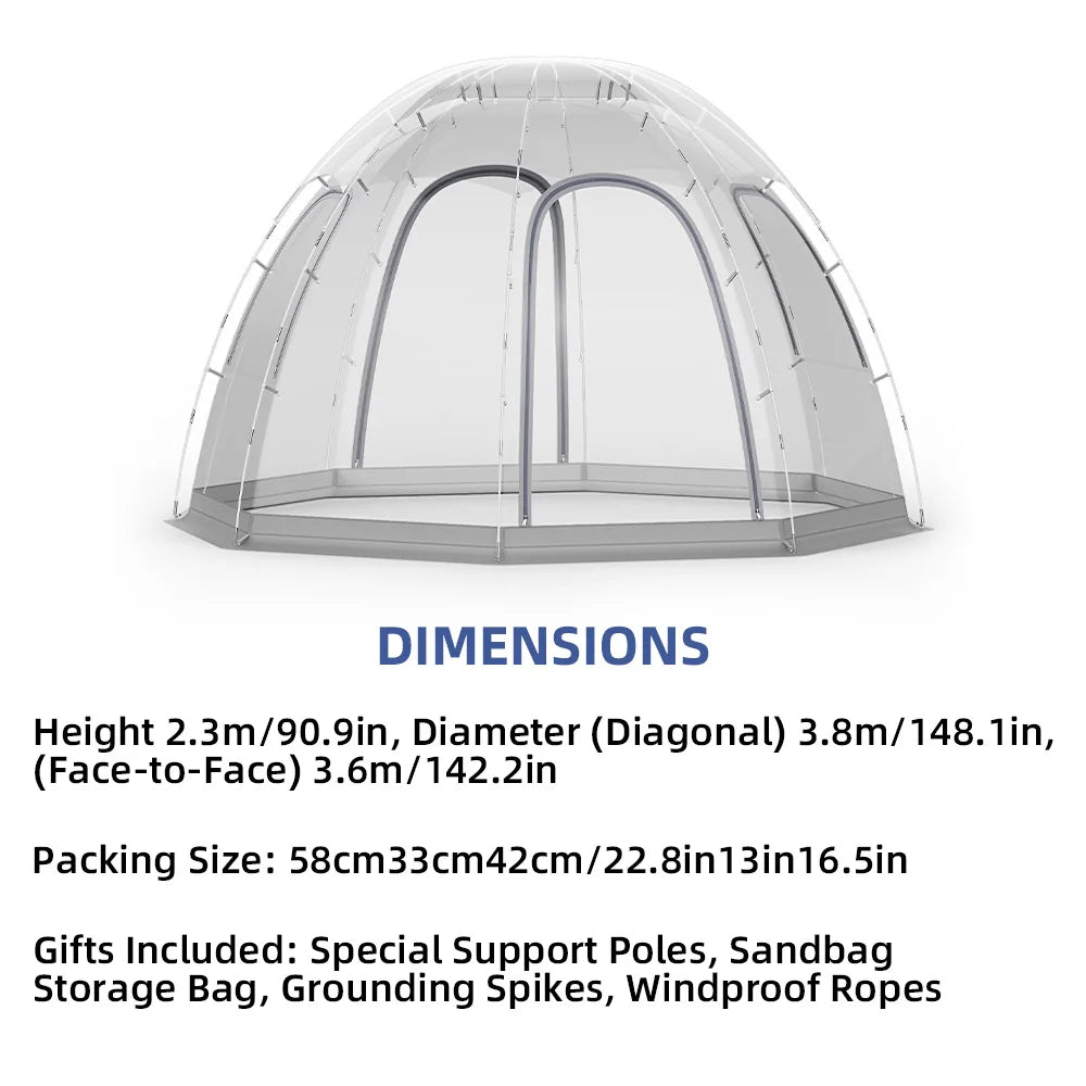 Garden Party Tent 8-10 Person Bubble Tent Dome Gazebo Mini Greenhouse Outdoor Camping Large Instant Weatherproof Shelter Tent