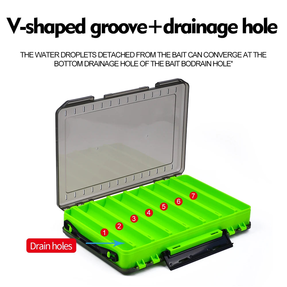 Double-Sided Waterproof Fishing Tackle Box, Fish Hook Fishing Lure Bait Storage Case, Mini Portable Fishing Gear Accessories Box