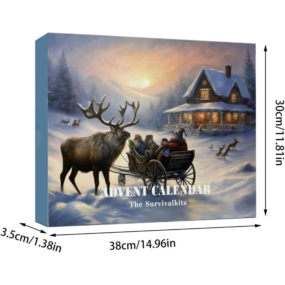 Survival Kit Advent Calendar 2024,Survival Tool Mens Advent Calendar,Survival Kit Christmas Advent Calendar for Climbers Anglers