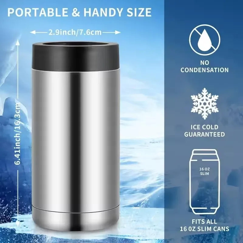 Stainless Steel Beer Bottle Can Cooler Double Layer Insulated Keep Beer Cola Drink Beverage Cold Keeper with Bottle Opener