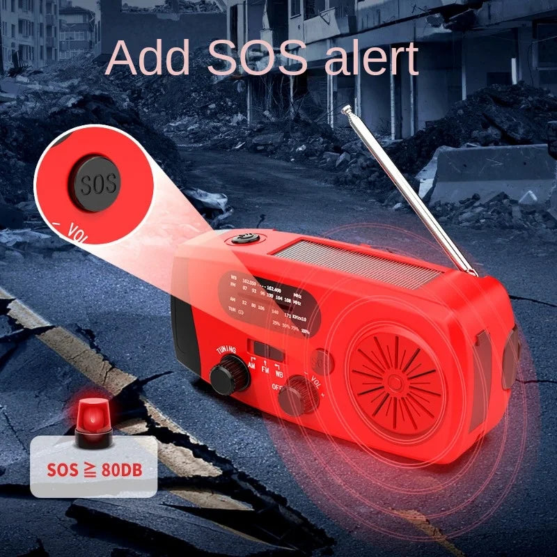 Multifunctional Portable Hand Crank Power Generation Emergency Radio Solar Disaster Prevention FM AM WB NOAA Power Bank