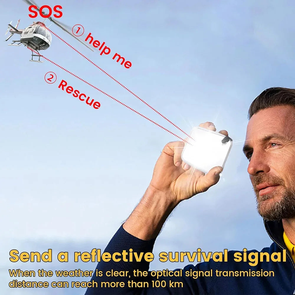 Survival Signal Mirror Sunlight Reflector for Hiking Camping Emergencies First Aid