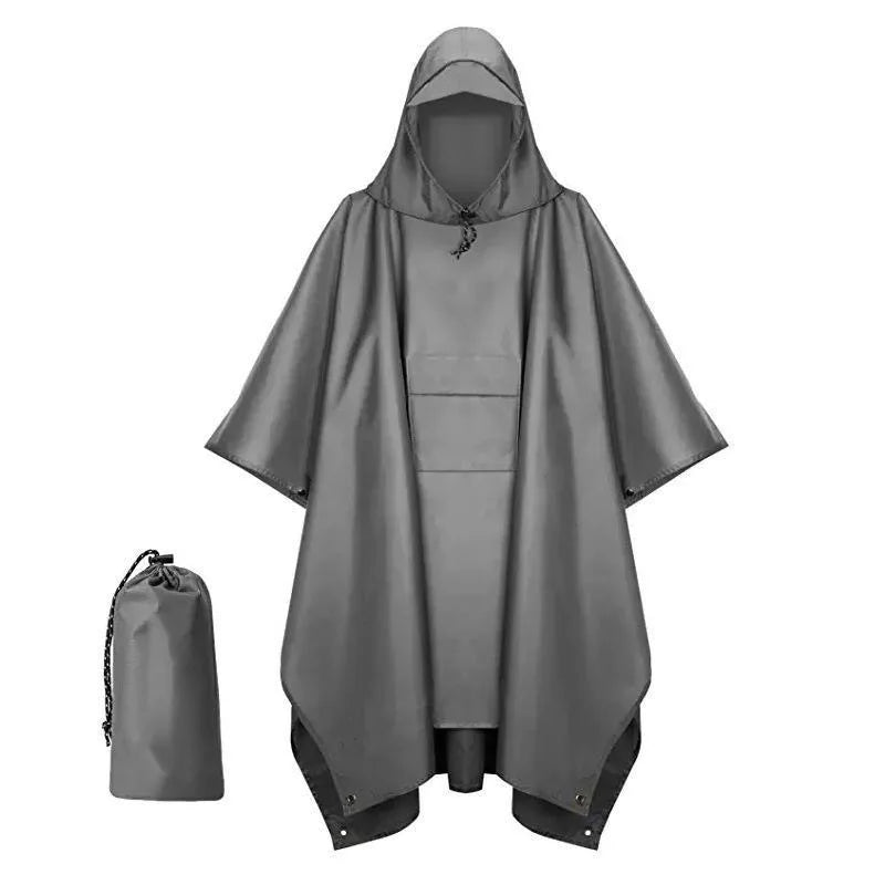 Portable Adult Outdoor Waterproof Raincoat 3 in 1 Women Men PU Hooded Raincoat Outdoor Hiking Fishing Mountaineering Raincoat
