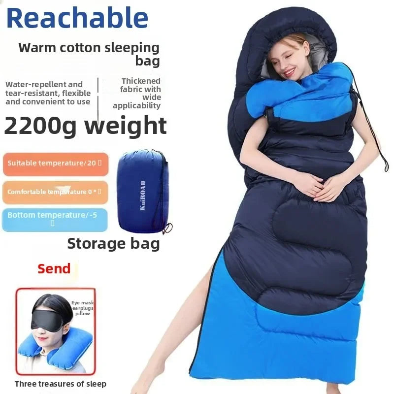 Camping Sleeping Bag Outdoor Camping Thickened Warmth Four Seasons Universal Travel Camping Portable Down Sleeping Bag