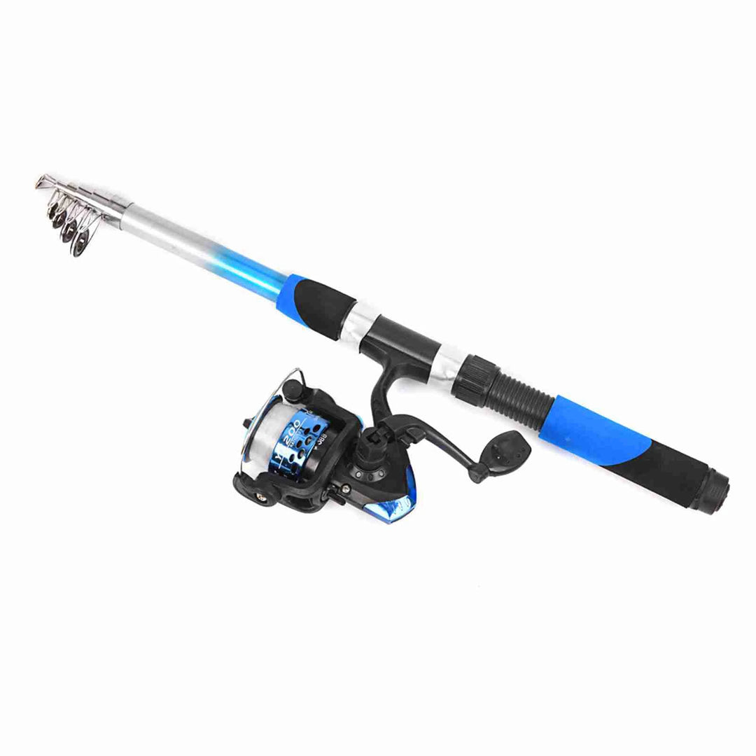Fishing Pole Combo Set 2.1m Portable Telescopic Fishing Rod and Reel Complete Kit fishing rod reel full kit fishing accessories