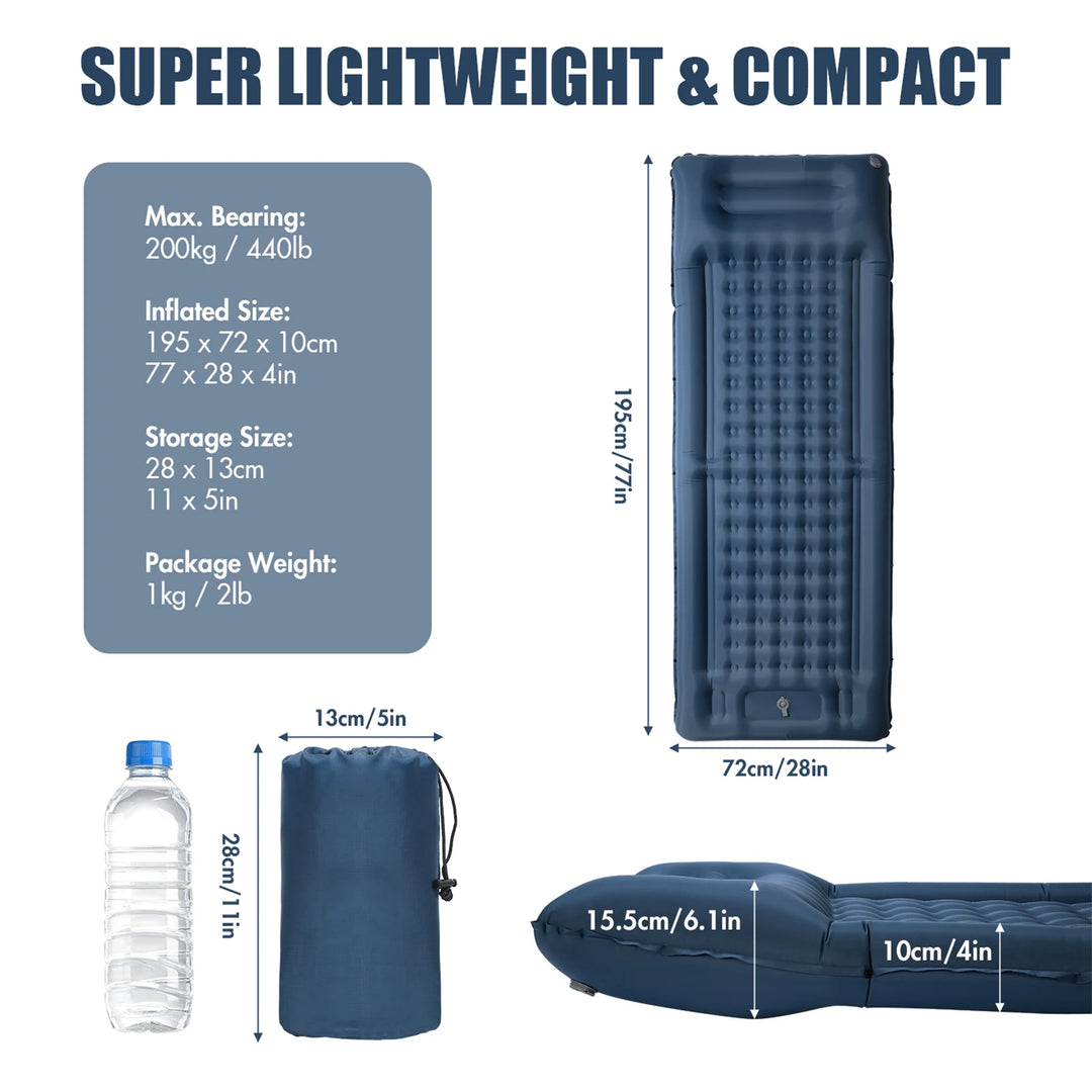 Inflatable Sleeping Pad Extra Thick 4 Inch Sleeping Pad Mat Air Mattress with for Camping Backpacking Hiking Traveling Tent