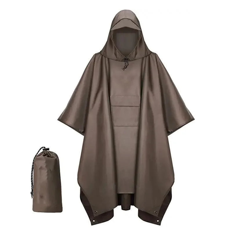 Portable Adult Outdoor Waterproof Raincoat 3 in 1 Women Men PU Hooded Raincoat Outdoor Hiking Fishing Mountaineering Raincoat