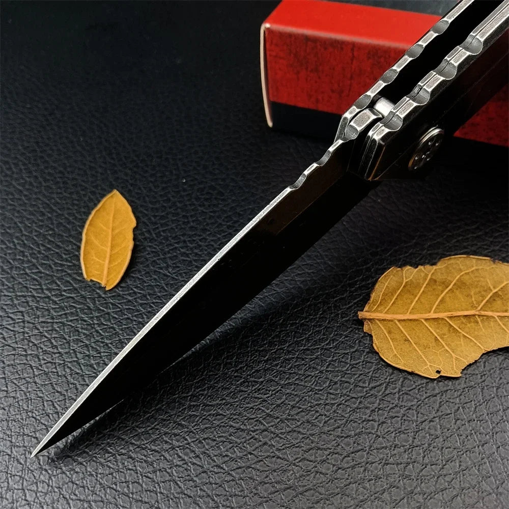 KS 1318 Folding Knife Outdoor Pocket Tool Stonewashed 8Cr13Mov Blade 420 Steel Handle EDC High Quality Camping Hiking Knives